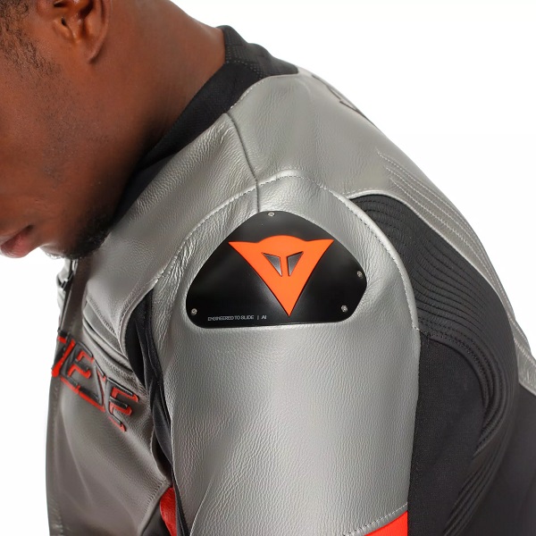 JAKNA DAINESE USNJE RACING 5 SILVER BLACK RED-FLUO - slika 3