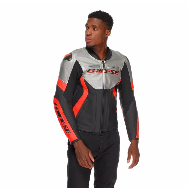 JAKNA DAINESE USNJE RACING 5 SILVER BLACK RED-FLUO - slika 4